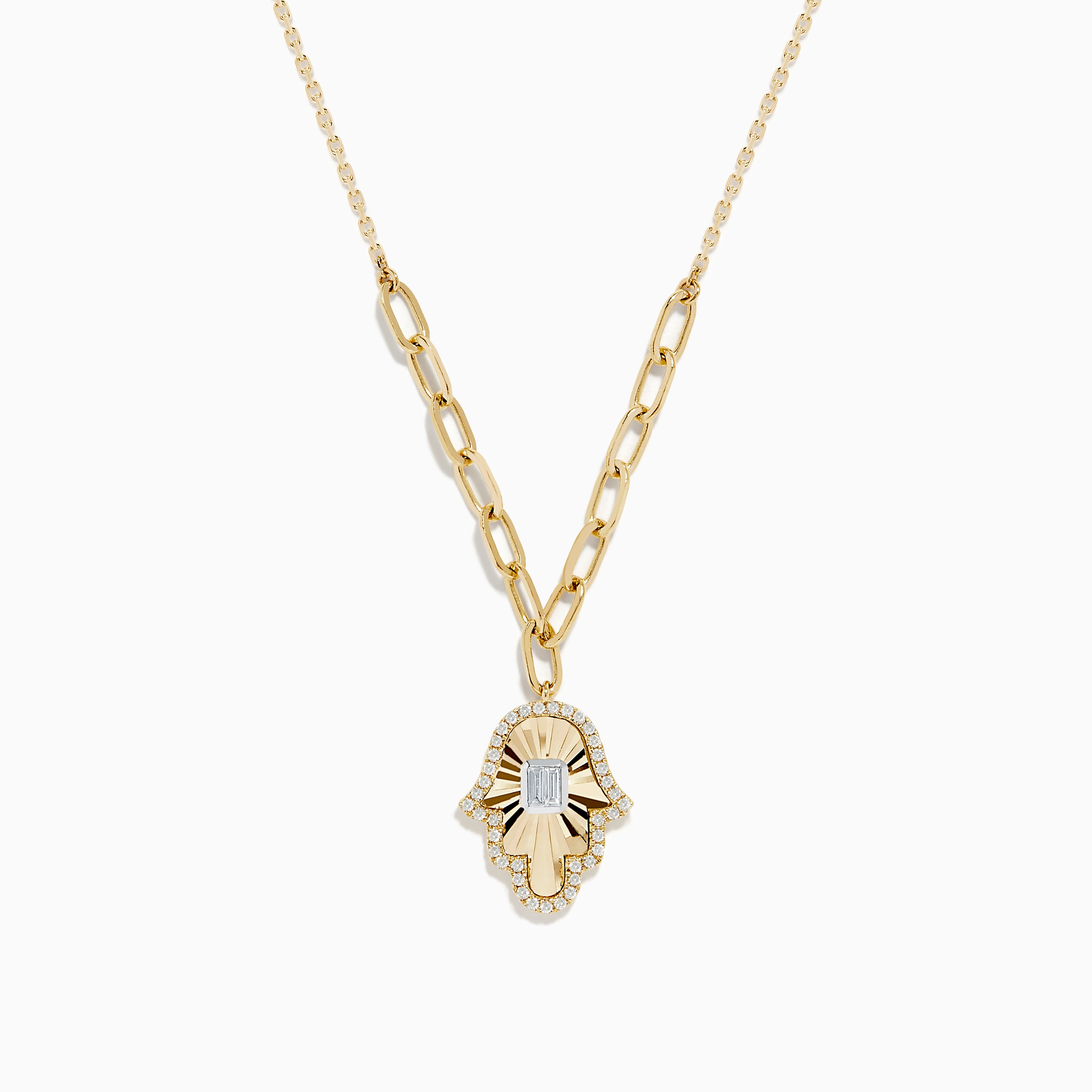 Effy Novelty 14K Two-Tone Gold Diamond Hamsa Necklace