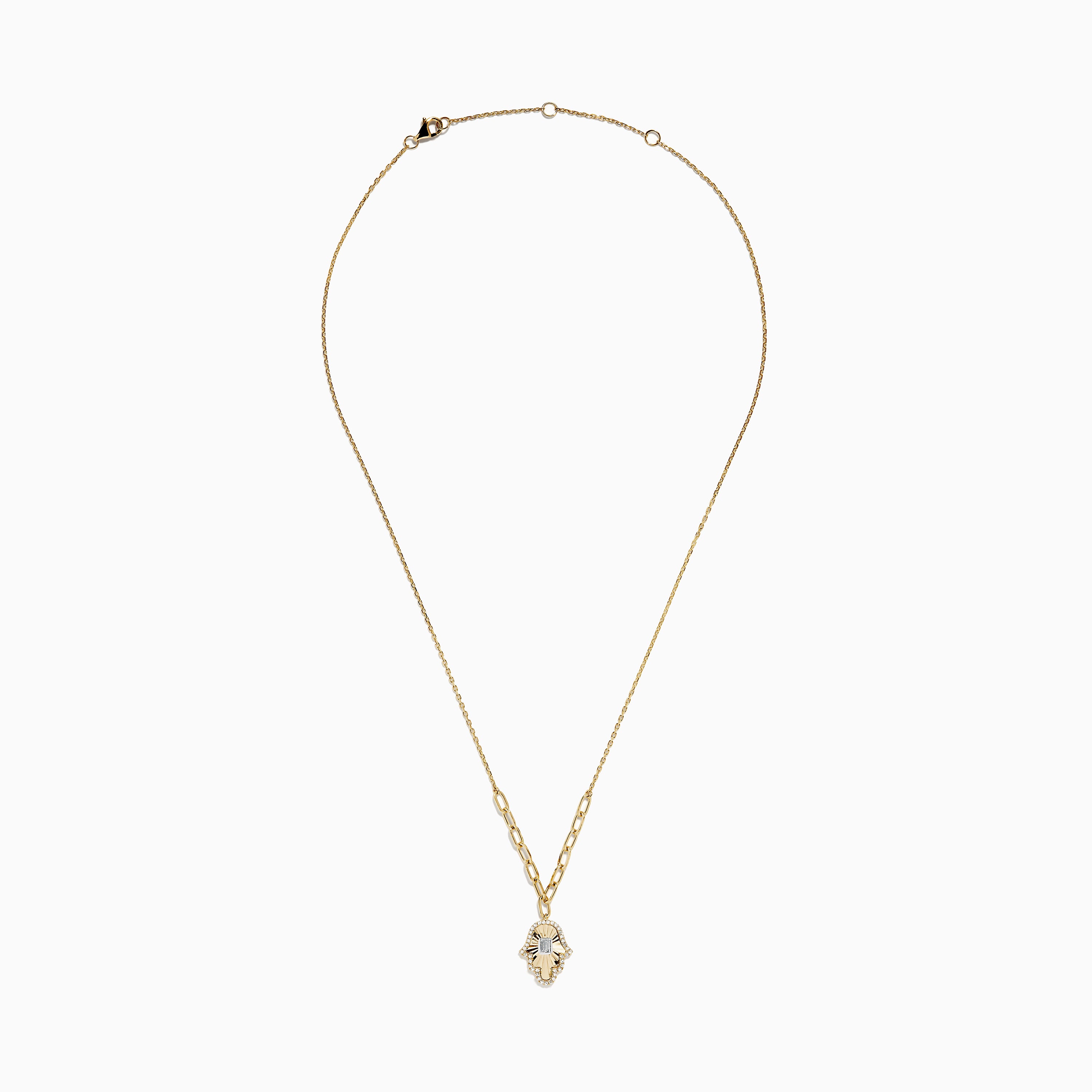 Effy Novelty 14K Two-Tone Gold Diamond Hamsa Necklace