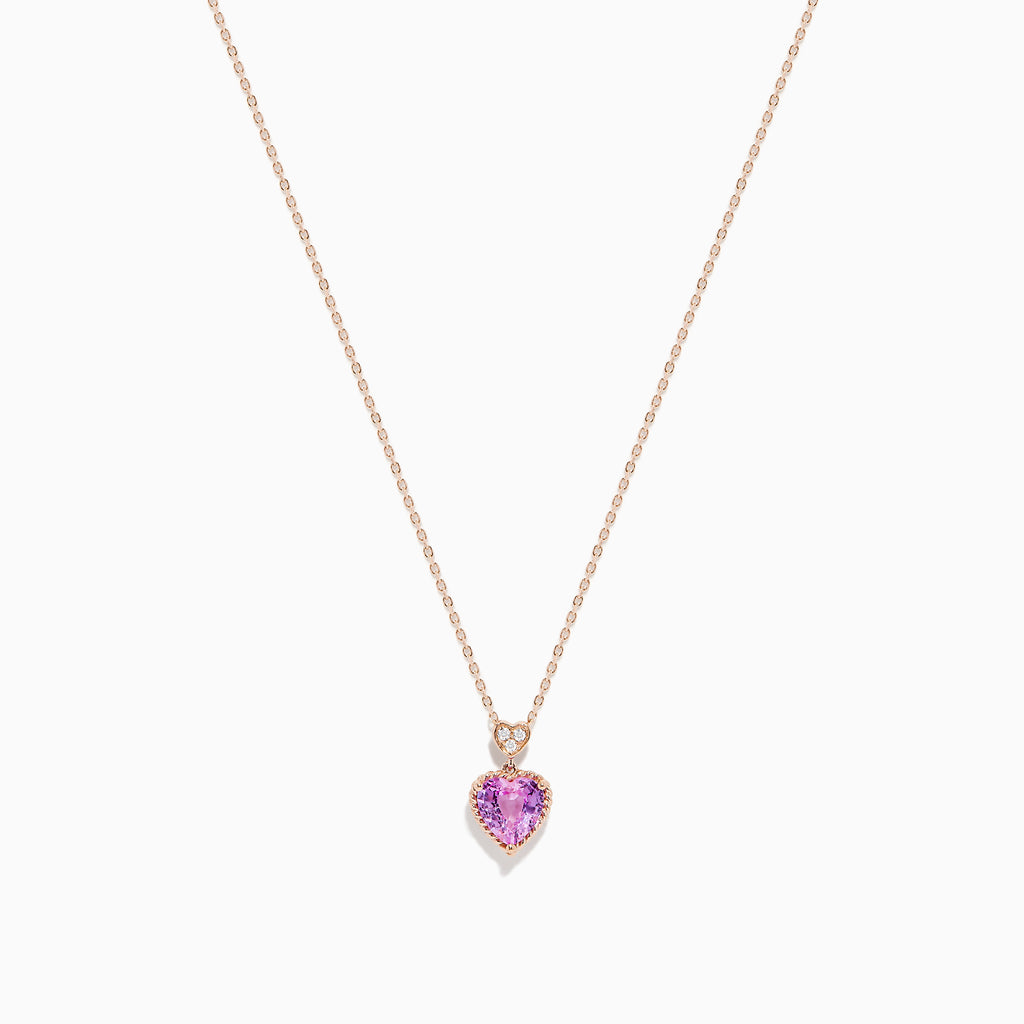 Effy Novelty 14K Rose Gold Pink Sapphire and Diamond Necklace