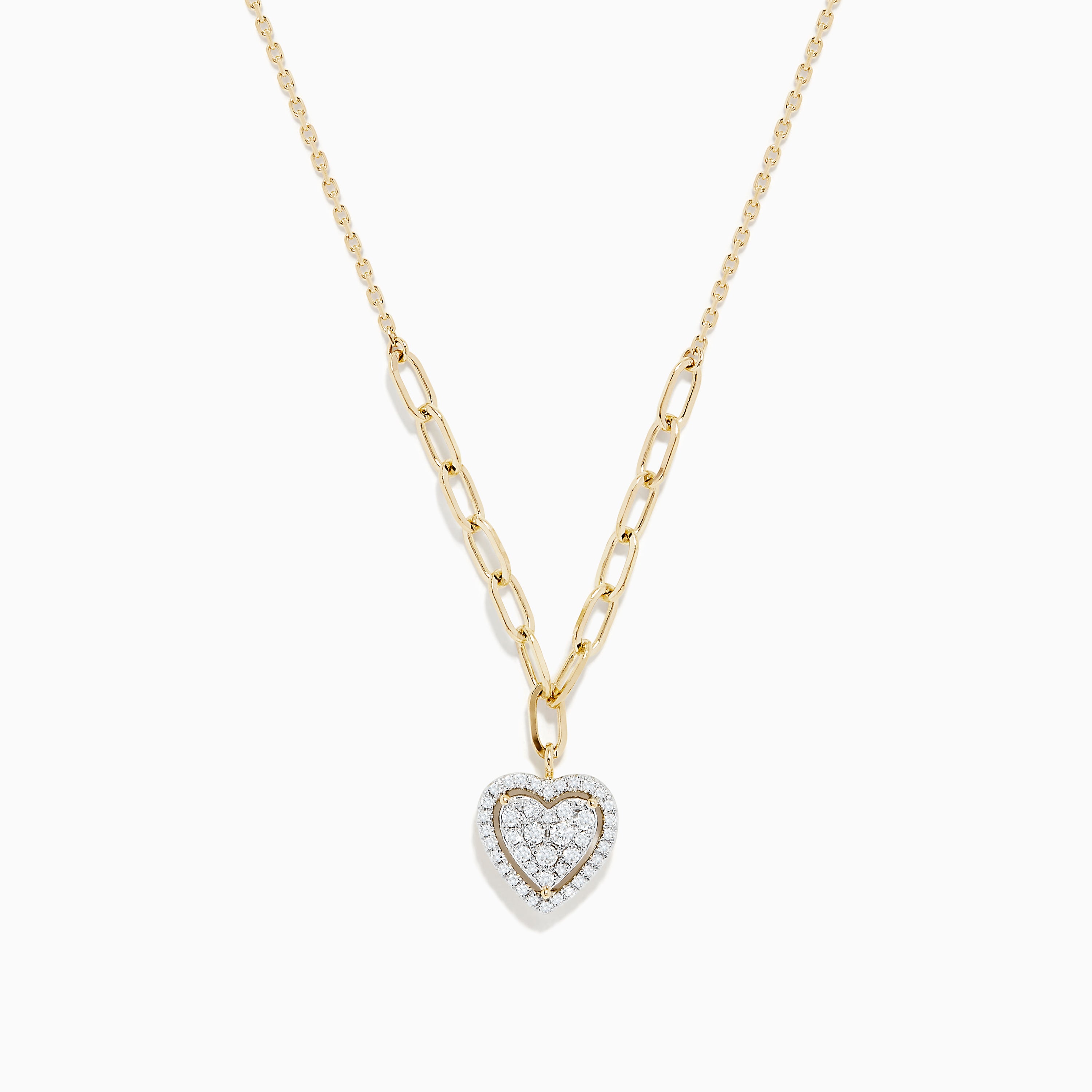 Petite Cable Heart Pendant Necklace in Sterling Silver with 14K Yellow Gold  and Diamonds, 17.1mm | David Yurman