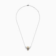A captivating 14K White Gold White and Black Diamond Bee Necklace, showcasing a bee-shaped pendant adorned with sparkling white and black diamonds atop a delicate chain.