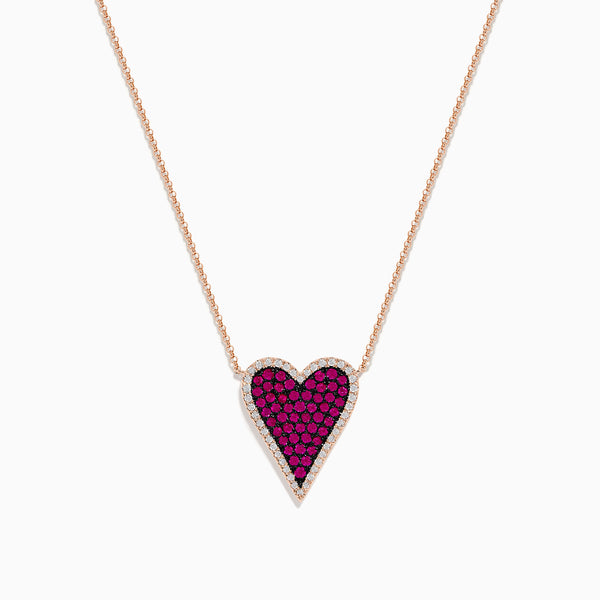 Effy 14K White Gold Ruby and Diamond Heart Pendant – effyjewelry.com