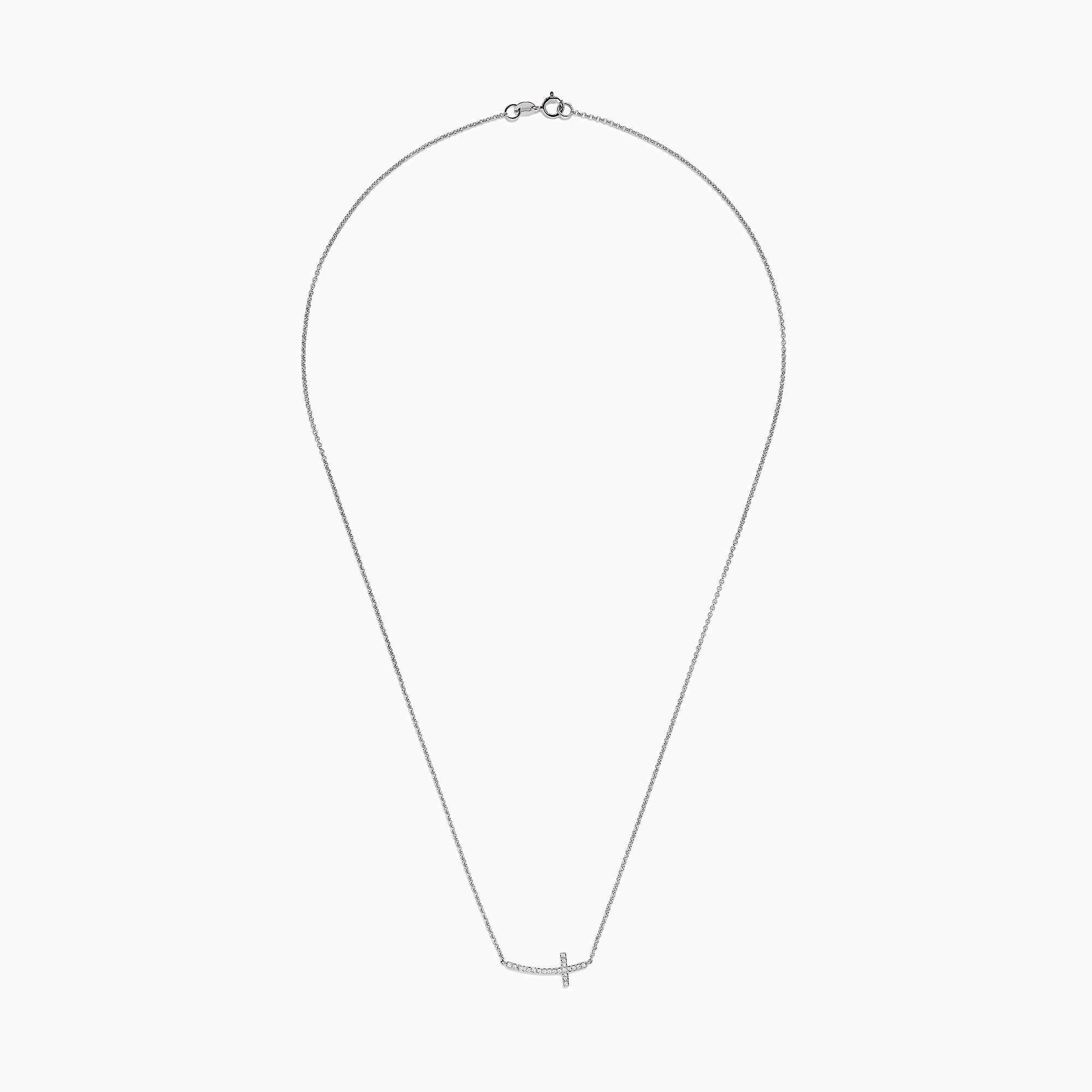 Small Sideways Cross Necklace in Sterling Silver with Diamonds 1/10 Cttw –  North Arrow Shop