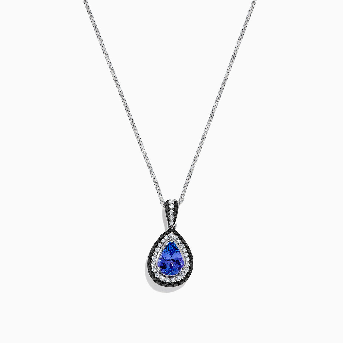 A 14K gold Nahla Siri pendant with a teardrop-shaped tanzanite center, 1.22 TCW, surrounded by sparkling diamonds.