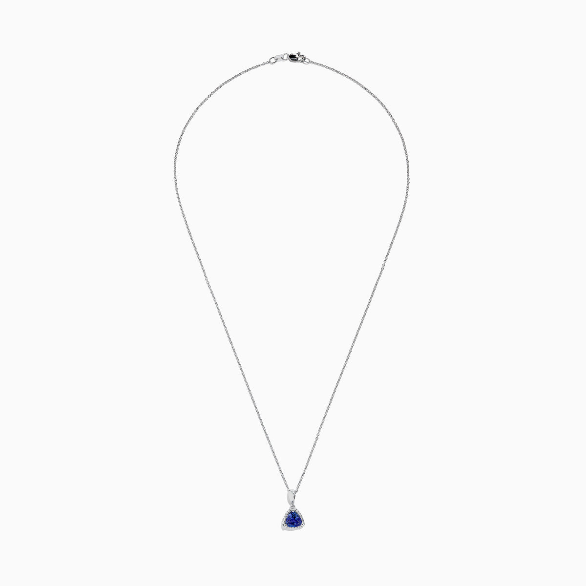 A Nahla Siri 14K Gold Tanzanite and Diamond Pendant (1.82 TCW) featuring a triangular blue gemstone surrounded by diamonds, displayed on a white background.