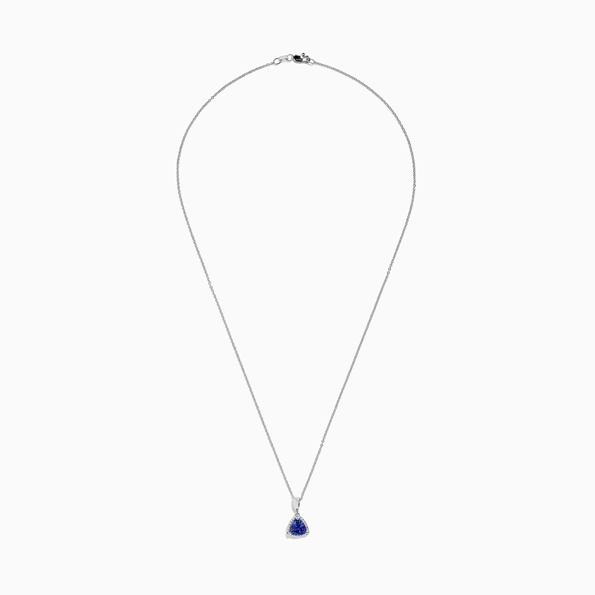 A Nahla Siri 14K Gold Tanzanite and Diamond Pendant (1.82 TCW) featuring a triangular blue gemstone surrounded by diamonds, displayed on a white background.