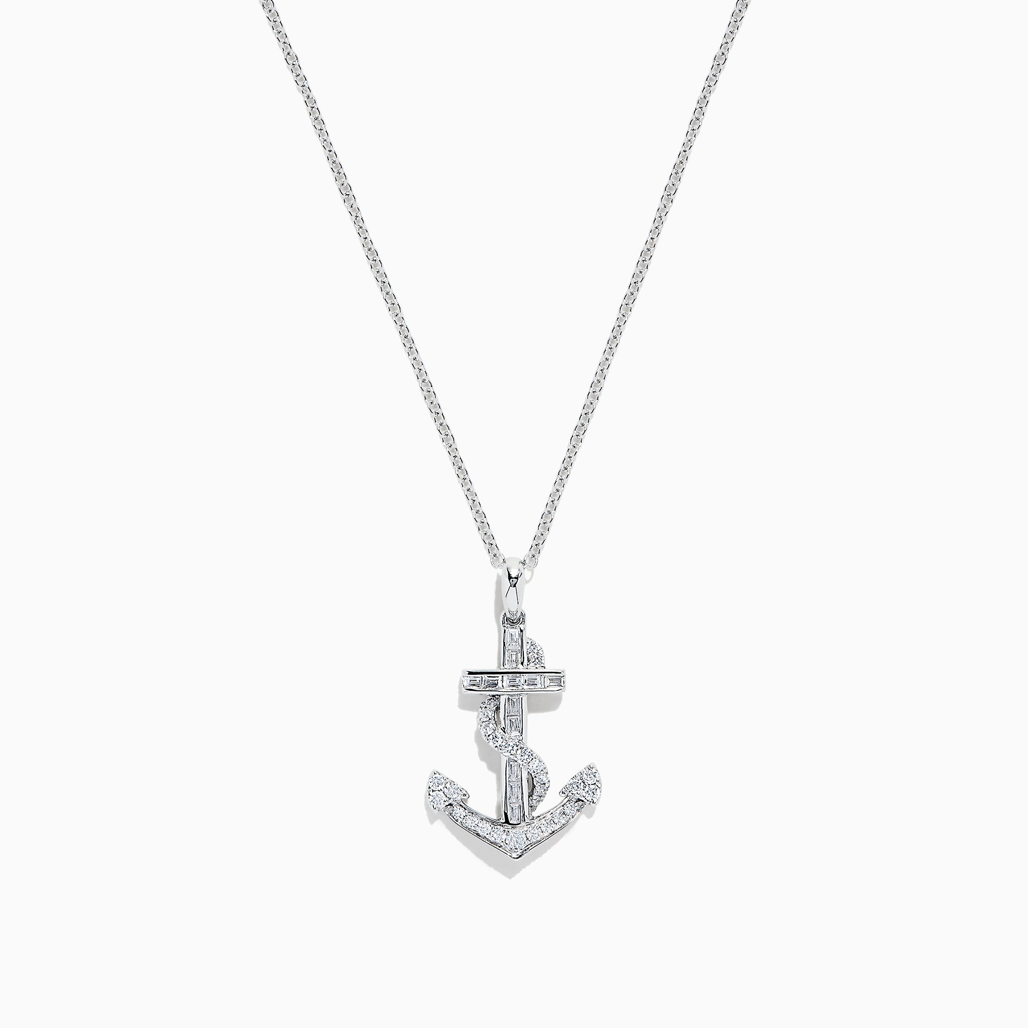 Effy Seaside 14K White Gold Diamond Anchor Pendant, 0.26 TCW