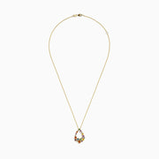 The Watercolors 14K Gold Multi Sapphire and Diamond Pendant (1.47 TCW) features a teardrop design set with vibrant sapphires in green, purple, orange, blue, pink, and yellow.