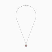 The 14K Two Tone Gold Pink and White Diamond Pendant (0.54 TCW) combines pink center stones with a double halo of sparkling diamonds for an elegant, eye-catching look reminiscent of a classic diamond pendant.