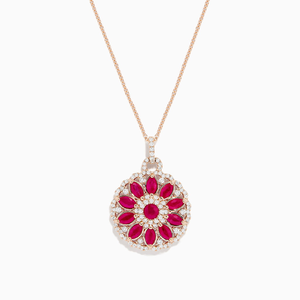 Effy Ruby Royale 14K Rose Gold Ruby and Diamond Pendant