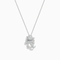 A delicate Effy Seaside 14K White Gold Diamond Octopus Pendant, adorned with sparkling white diamonds and two black stones for eyes.
