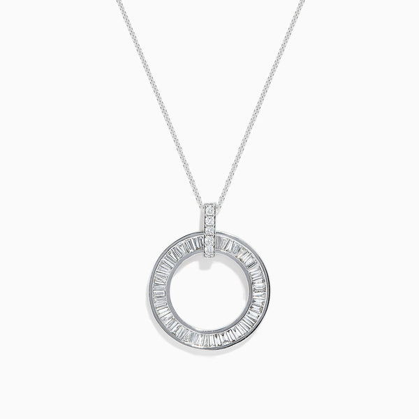 14 Karat White Gold 0.60 Carat Diamond Circle Pendant Necklace - WeilJewelry