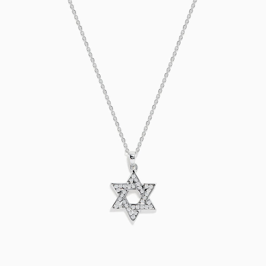 Effy Novelty 14K White Gold Diamond Star of David Pendant