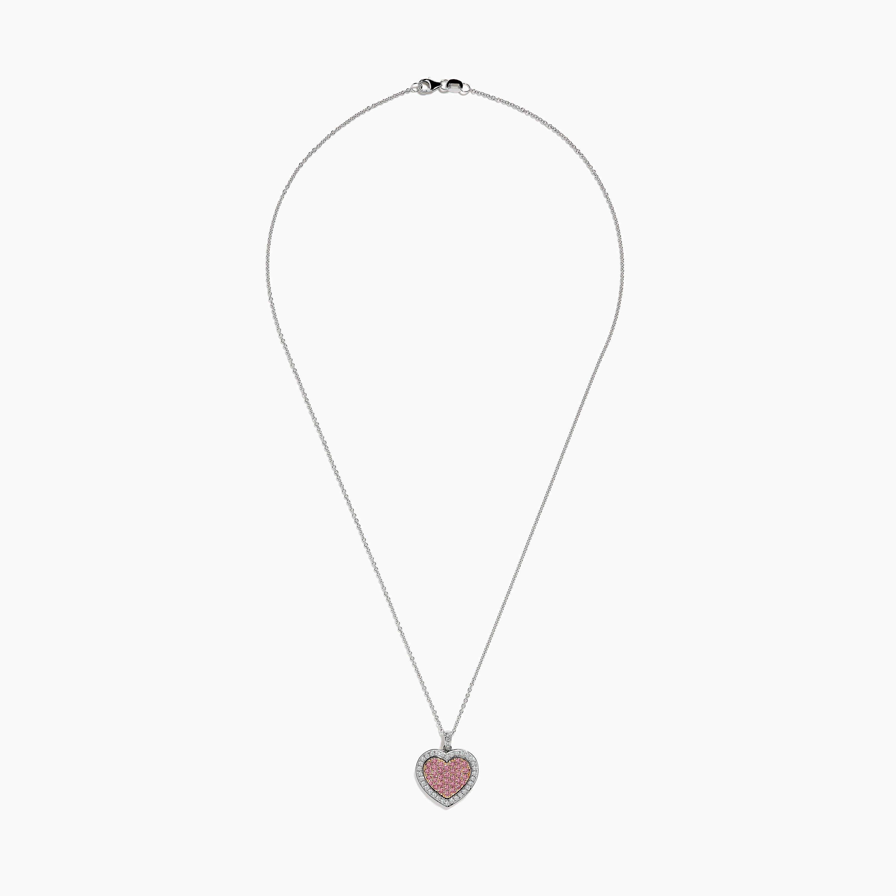 Effy 18K Two-Tone Gold White and Pink Diamond Heart Pendant