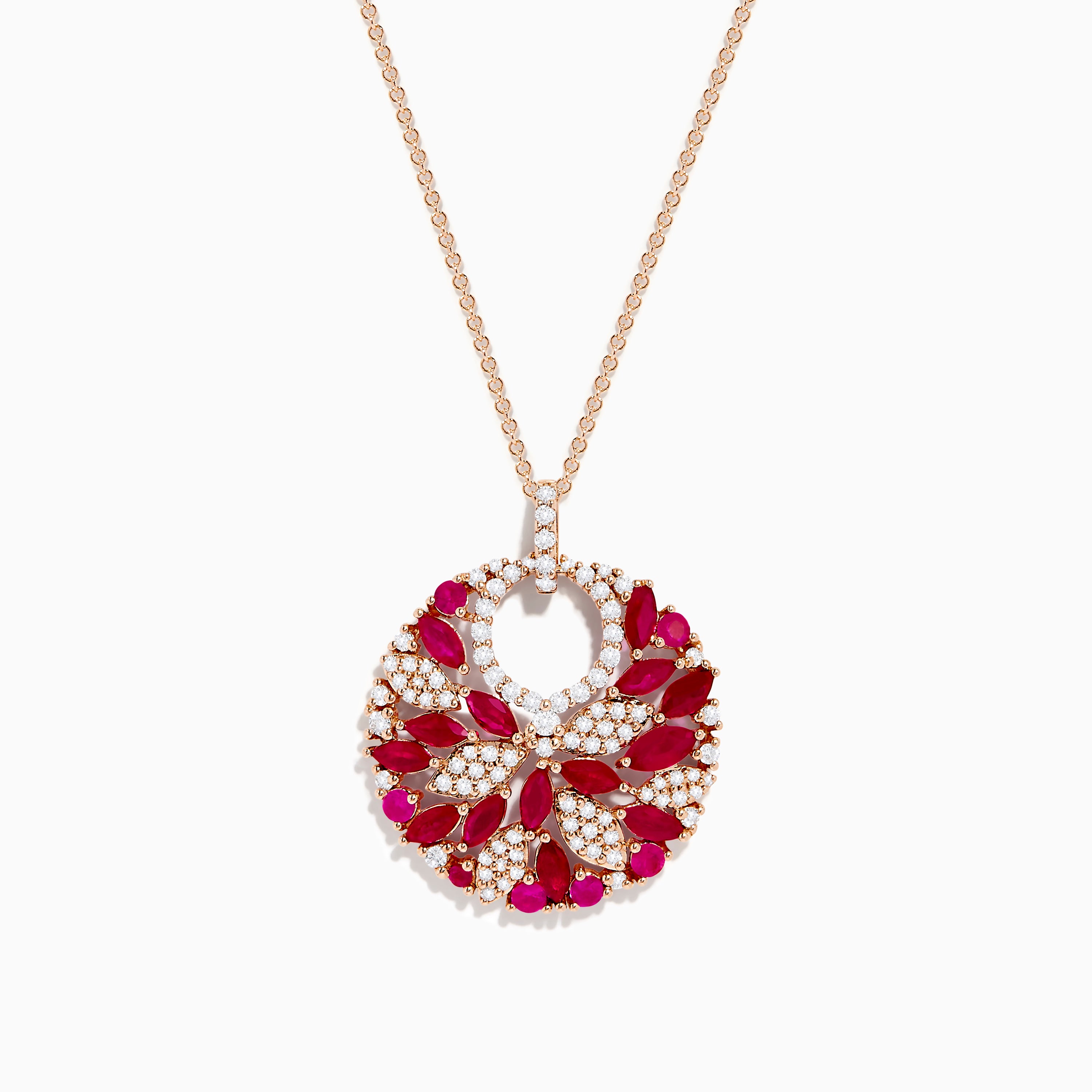 Effy 14K Rose Gold Ruby and Diamond Pendant
