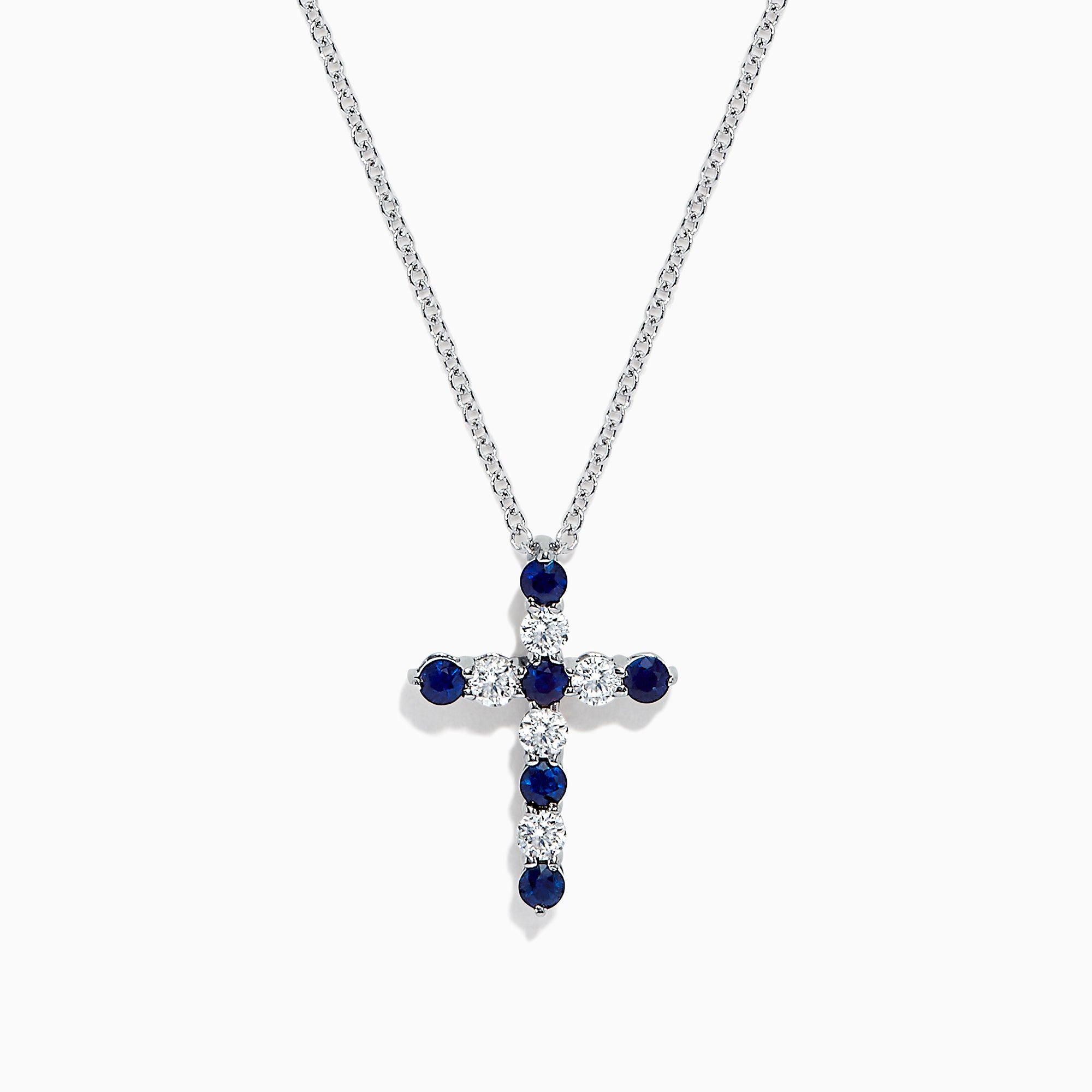 Effy Royale Bleu 14K Gold Sapphire and Diamond Cross Pendant, 0.56 TCW