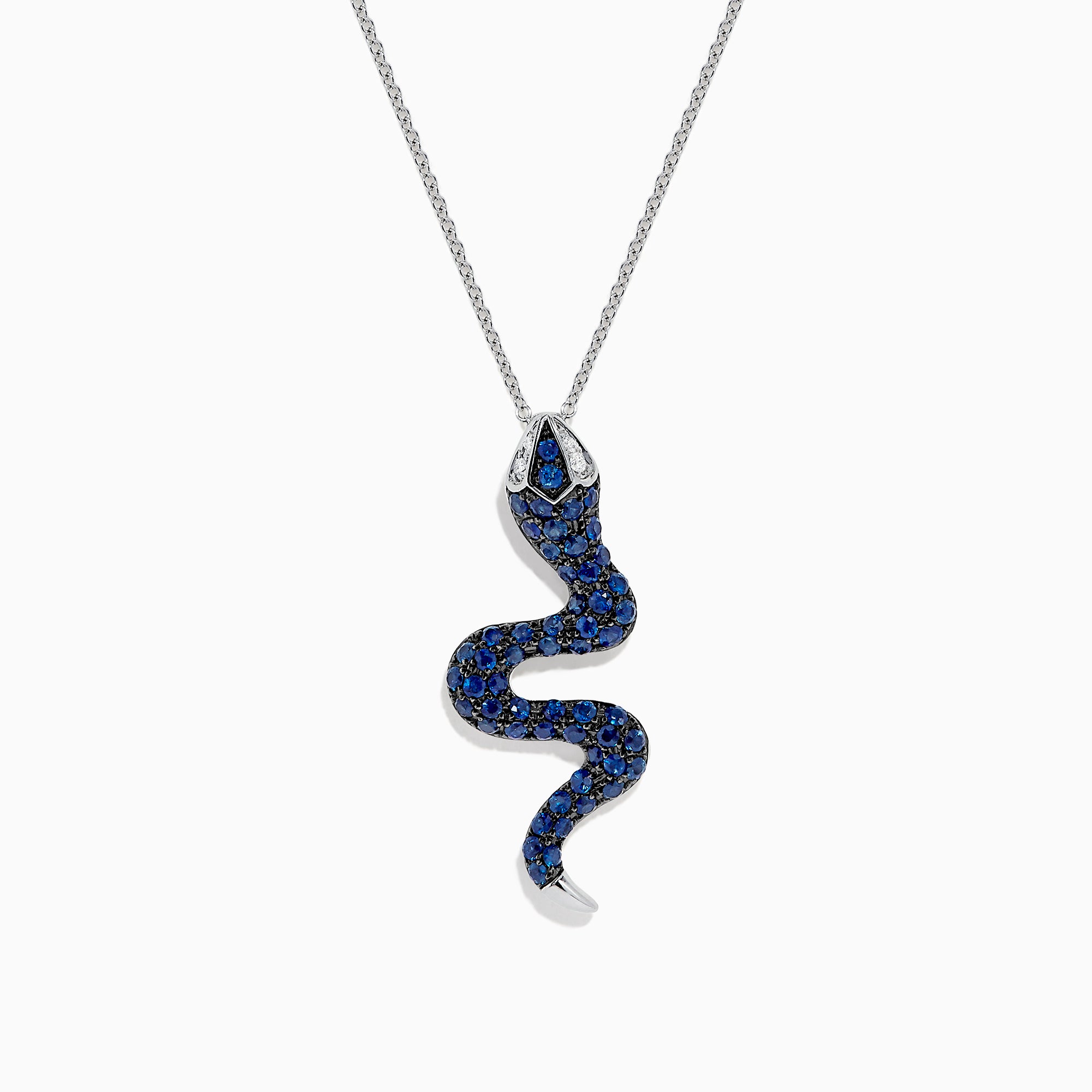 Effy Safari 14K White Gold Blue Sapphire & Diamond Snake Pendant, 1.61 TCW