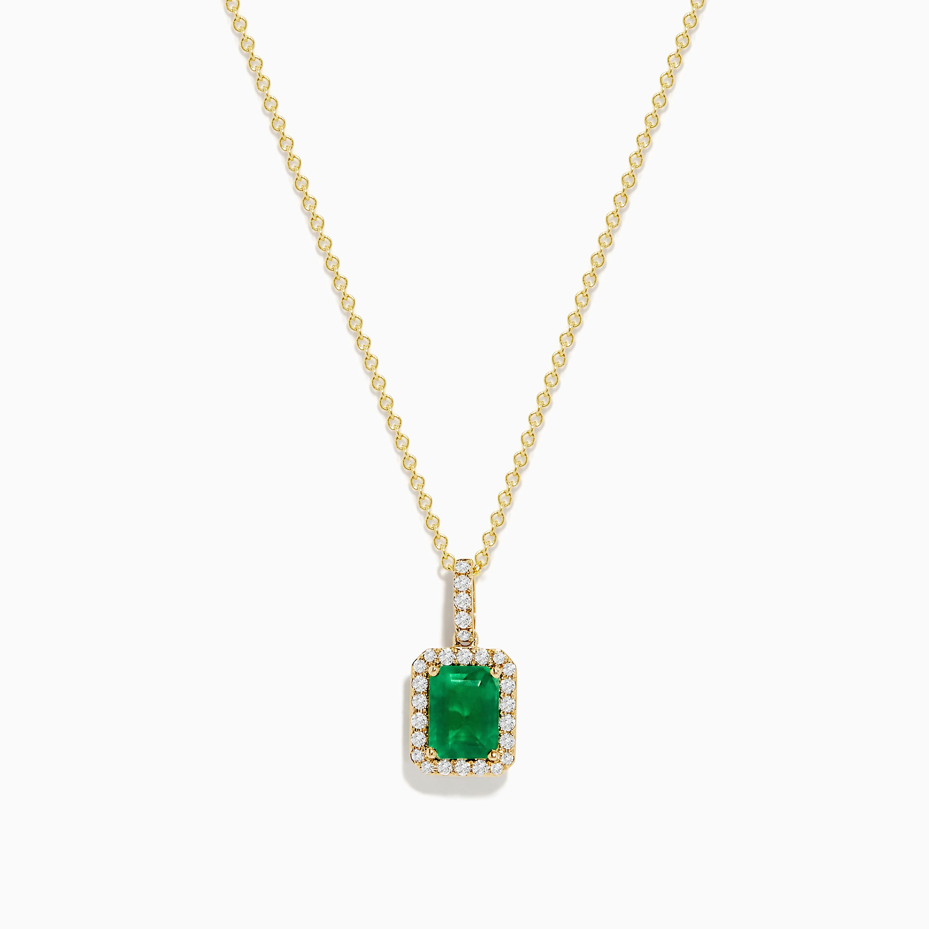 14K Yellow Gold Diamond and Emerald Pendant
