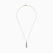 The Pave Rose 14K Rose Gold Diamond Drop Pendant (0.45 TCW) features a teardrop design with sparkling diamonds and a rose gold outline, hanging from a delicate rose gold chain against a white background.