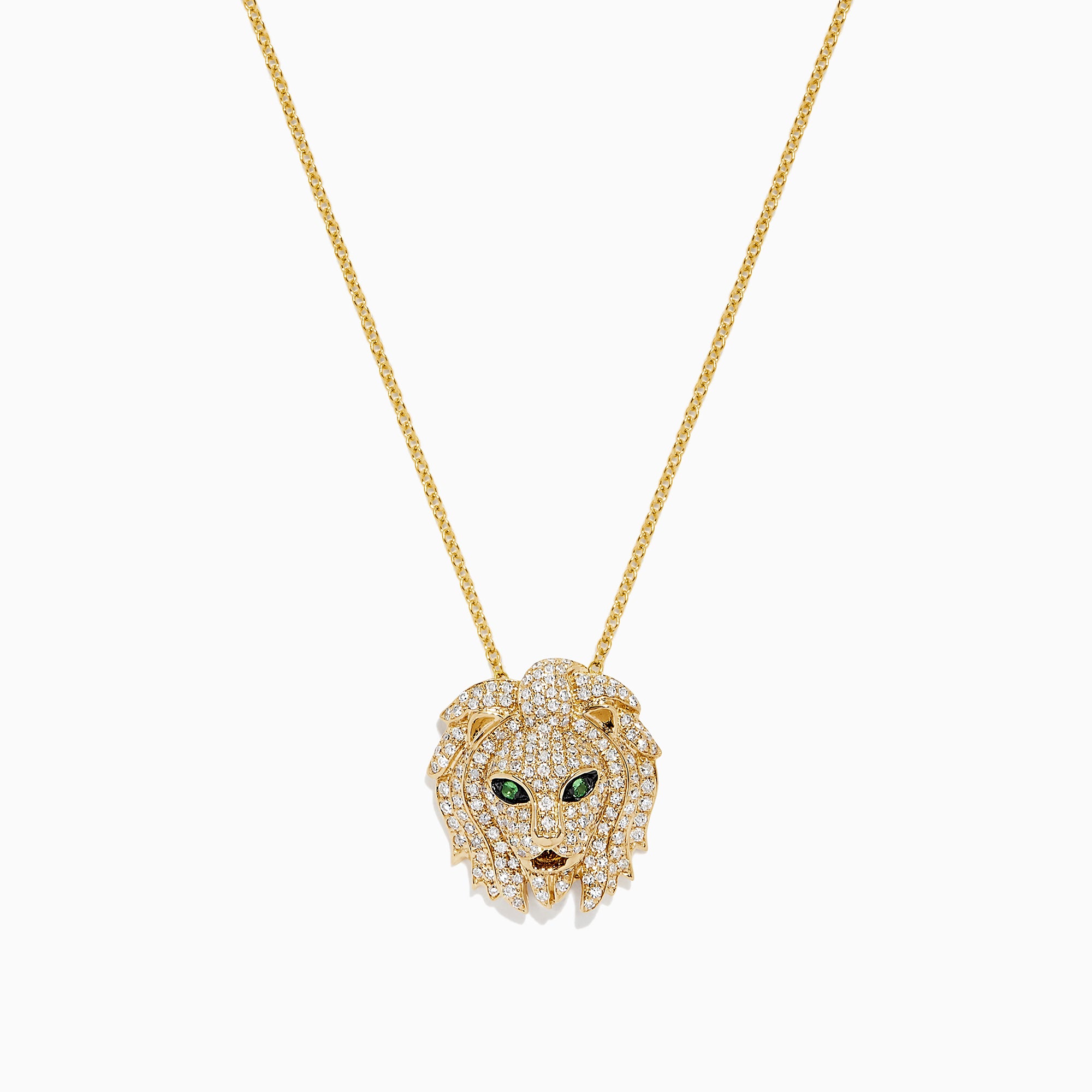 Effy Safari 14K Yellow Gold Diamond & Tsavorite Lion Head Pendant, 0.66 TCW