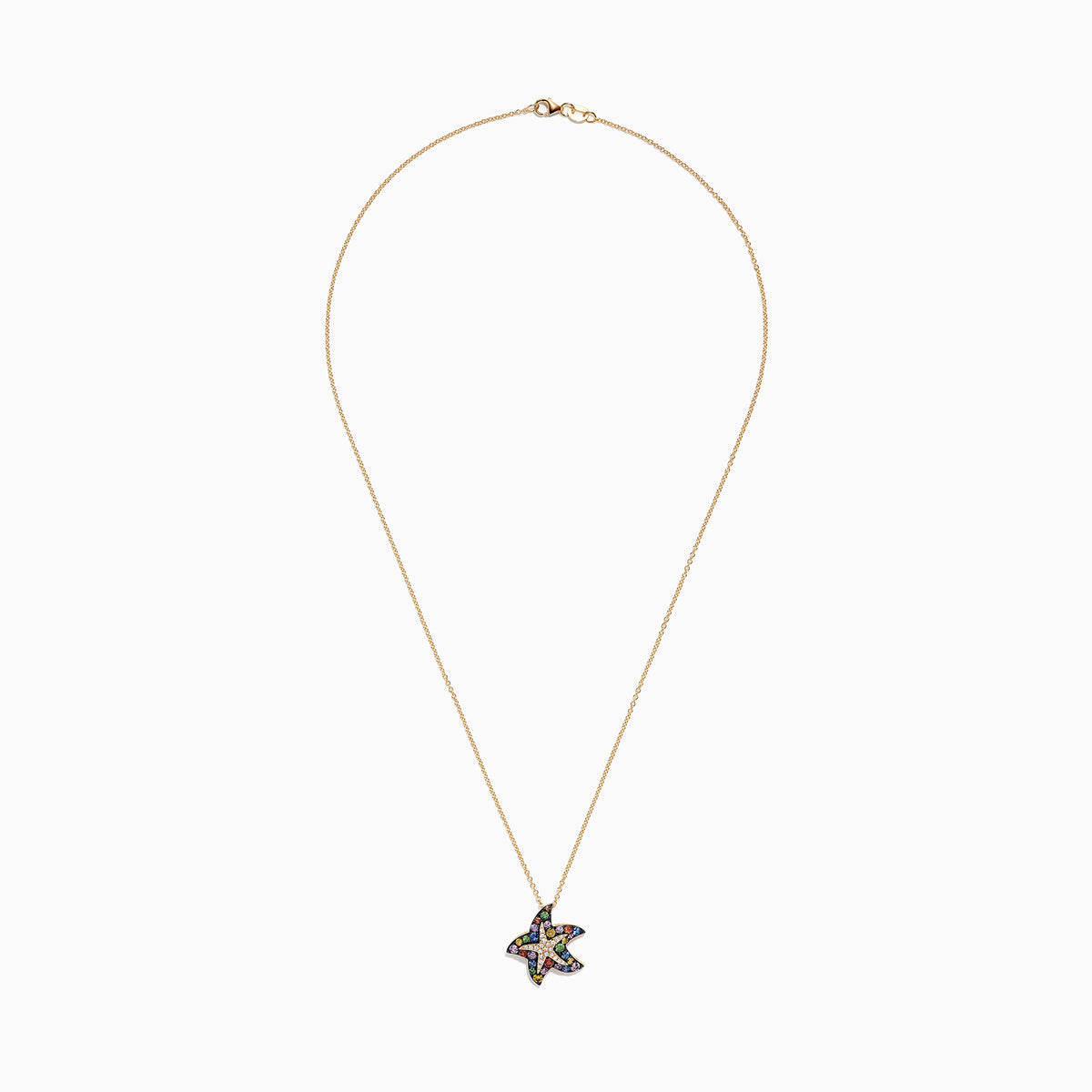 The Watercolors 14K Gold Sapphire & Diamond Starfish Pendant features 1.19 TCW of brilliant sapphires and diamonds in a dazzling starfish design.