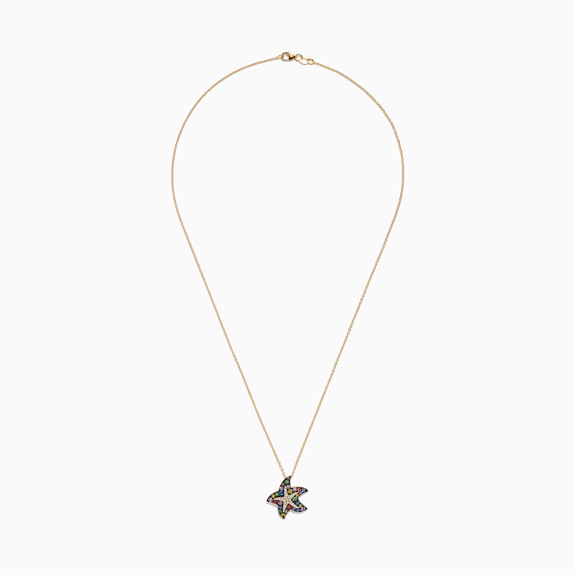 The Watercolors 14K Gold Sapphire & Diamond Starfish Pendant features 1.19 TCW of brilliant sapphires and diamonds in a dazzling starfish design.