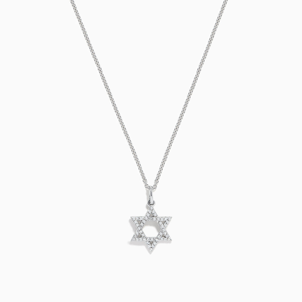 Effy Novelty 14K White Gold Diamond Star of David Pendant, 0.14 TCW