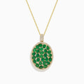 The Brasilica 14K Yellow Gold Emerald and Diamond Pendant features clustered emeralds at the center, accented by sparkling diamonds for added elegance.