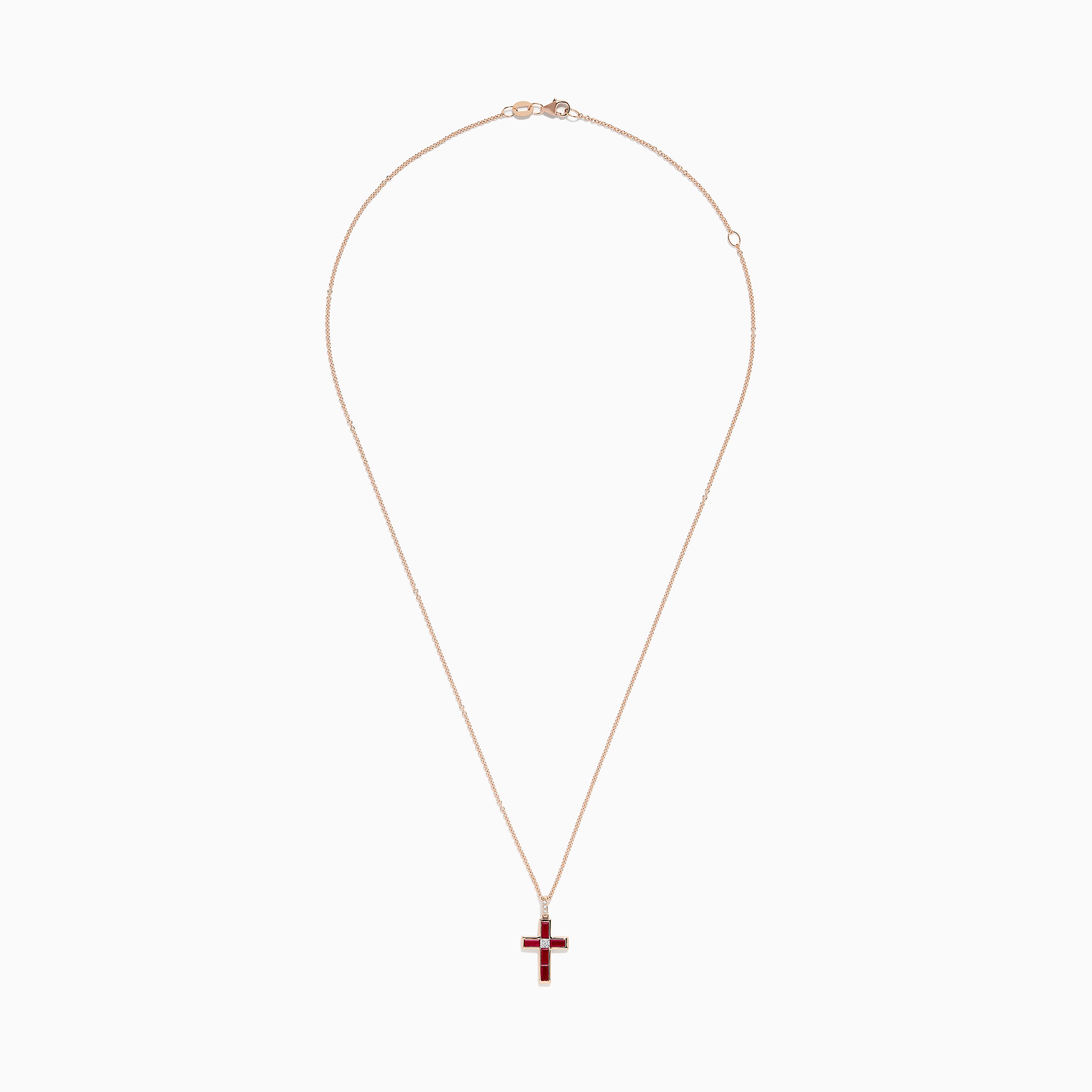 Effy Ruby Royale 14K Rose Gold Ruby and Diamond Cross Pendant –