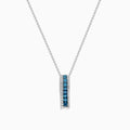 The Bella Bleu 14K White Gold Blue and White Diamond Pendant (0.62 TCW) features Effys signature style with round gemstones bordered by clear stones on a delicate white gold chain for an elegant touch.