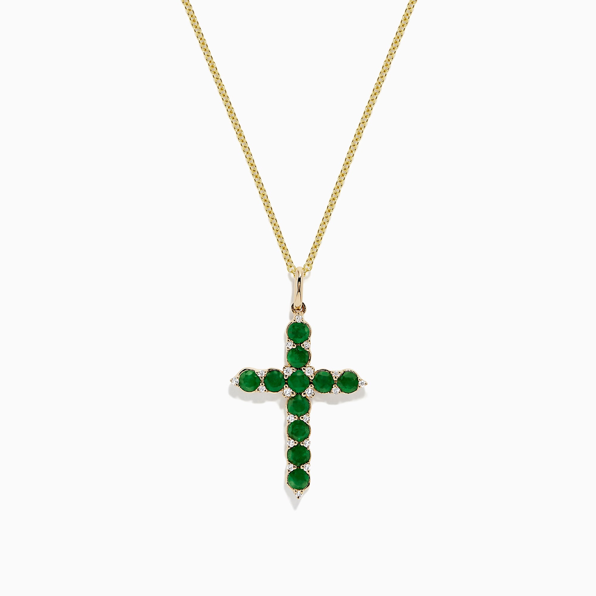 Effy Brasilica 14K Yellow Gold Emerald and Diamond Cross Pendant, 1.34 TCW