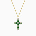 A striking Effy Brasilica 14K yellow gold cross pendant accented with emeralds and diamonds, 1.34 total carat weight.