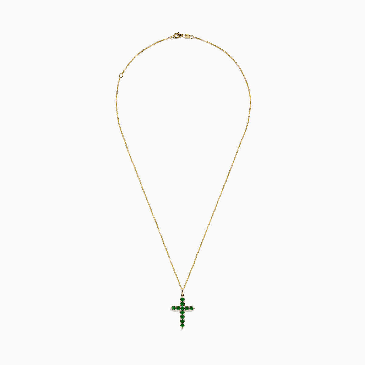 A striking Effy Brasilica 14K yellow gold cross pendant accented with emeralds and diamonds, 1.34 total carat weight.