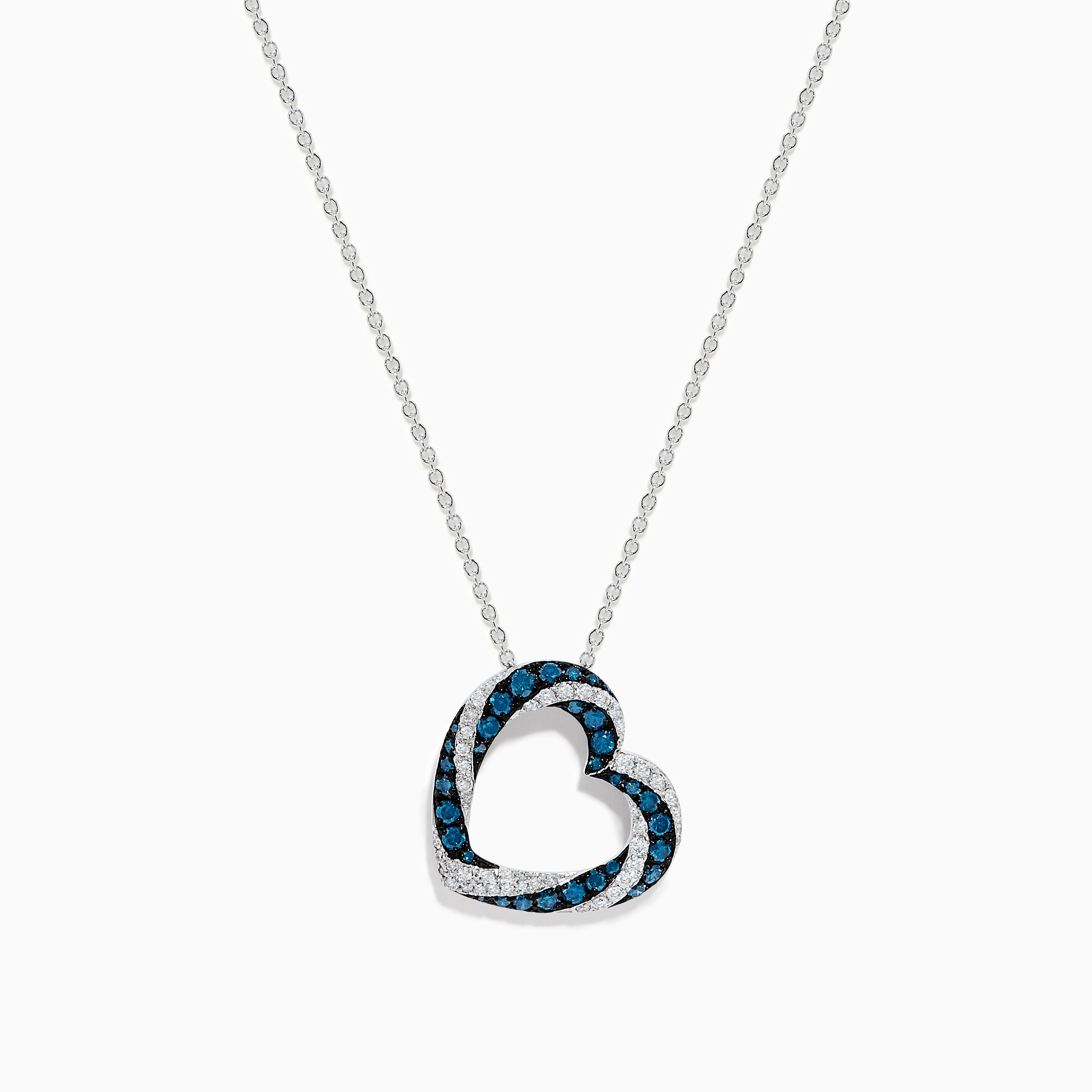 Bella Bleu 14K White Gold Blue and White Diamond Heart Pendant
