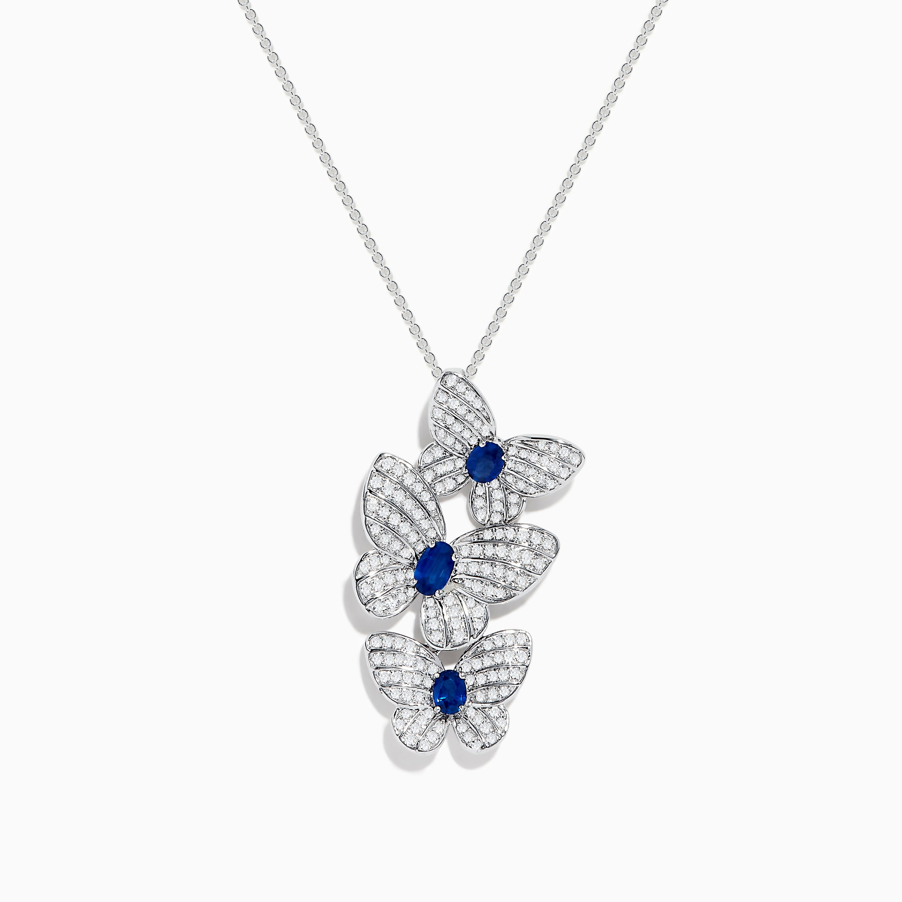 Dazzlingrock Collection 10K Gold Blue Sapphire & White Diamond Infinity Butterfly Pendant With 18" Sterling Silver Chain - View #8