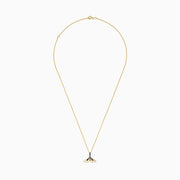 The Seaside 14K Yellow Gold Blue Diamond Whales Tail Pendant (0.05 TCW) features a vertical row of shimmering blue diamonds on a yellow gold chain, displayed against a plain white background.
