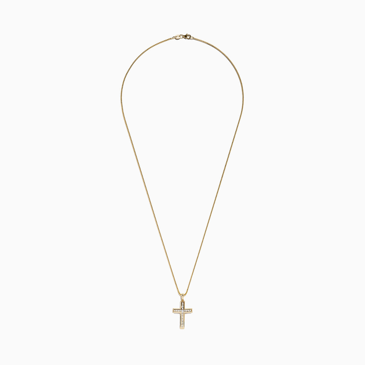 The DOro 14K Yellow Gold Diamond Cross Pendant (0.25 TCW) features a sparkling diamond row on a classic cross, shown against a plain white background.