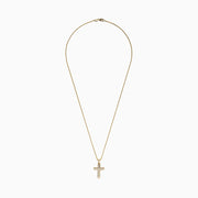 The DOro 14K Yellow Gold Diamond Cross Pendant (0.25 TCW) features a sparkling diamond row on a classic cross, shown against a plain white background.