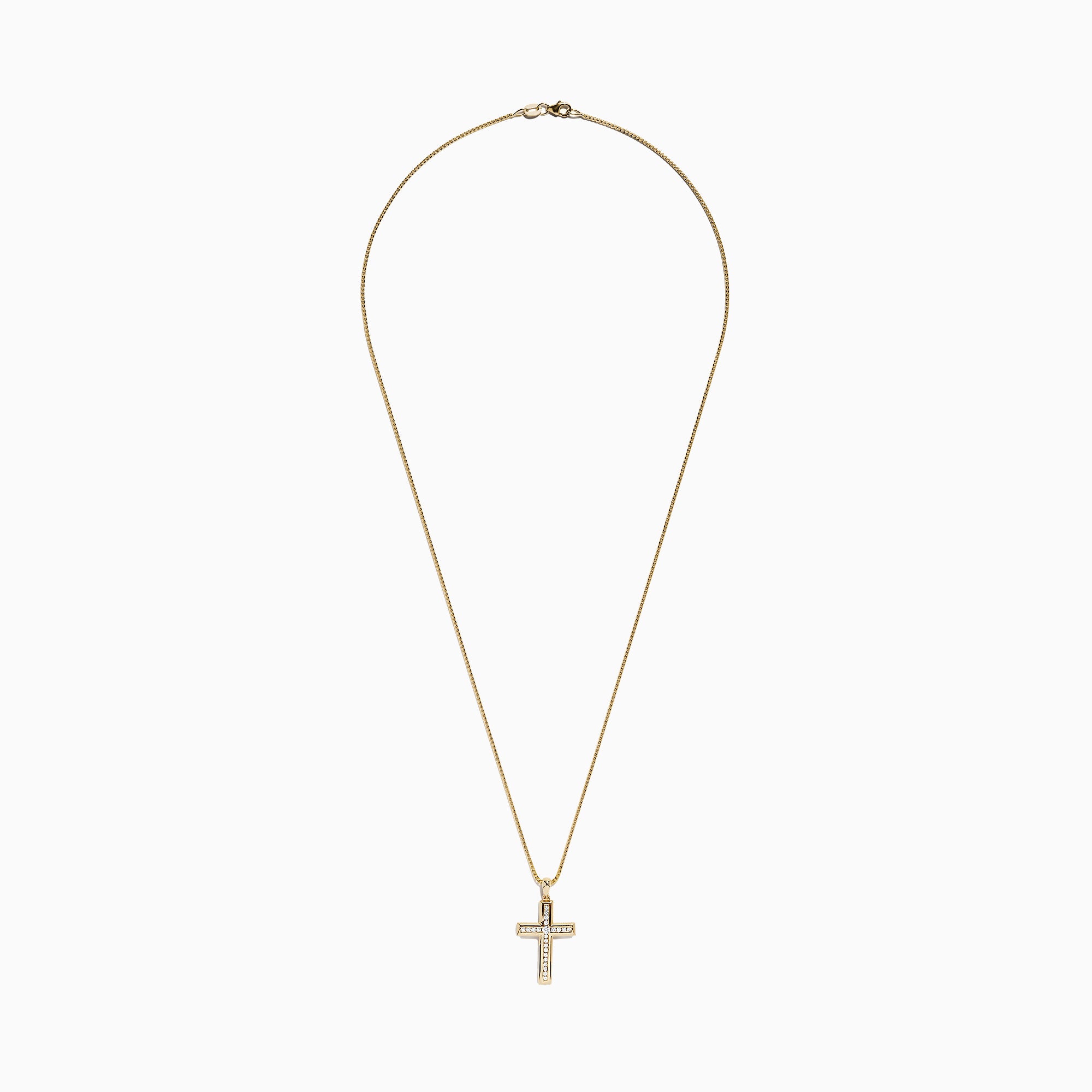The DOro 14K Yellow Gold Diamond Cross Pendant (0.25 TCW) features a sparkling diamond row on a classic cross, shown against a plain white background.