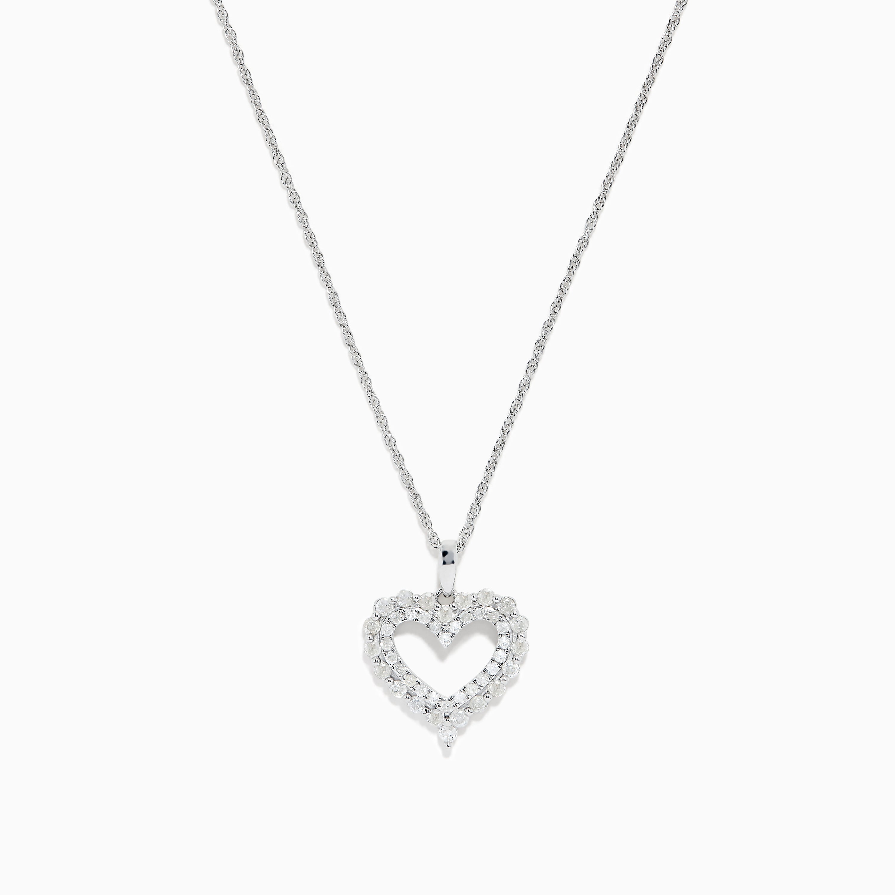 925 Sterling Silver Diamond Heart Pendant - Main Image