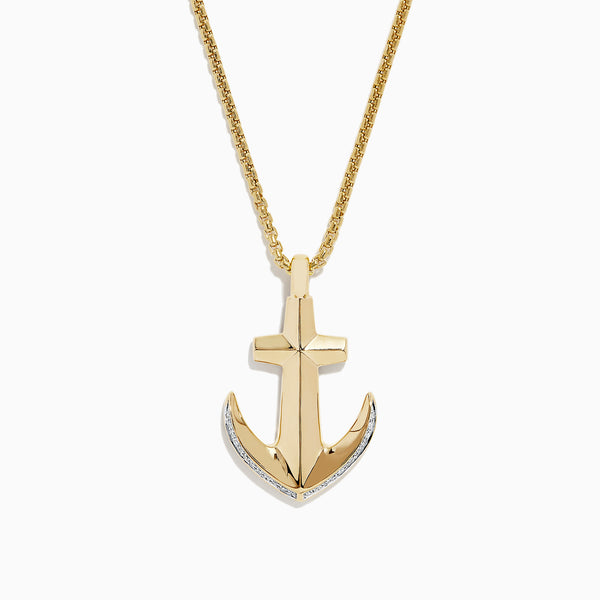 Amazon.com: Effy 14K White Gold Diamond Anchor Pendant, 0.21 TCW : 服裝，鞋子和珠寶