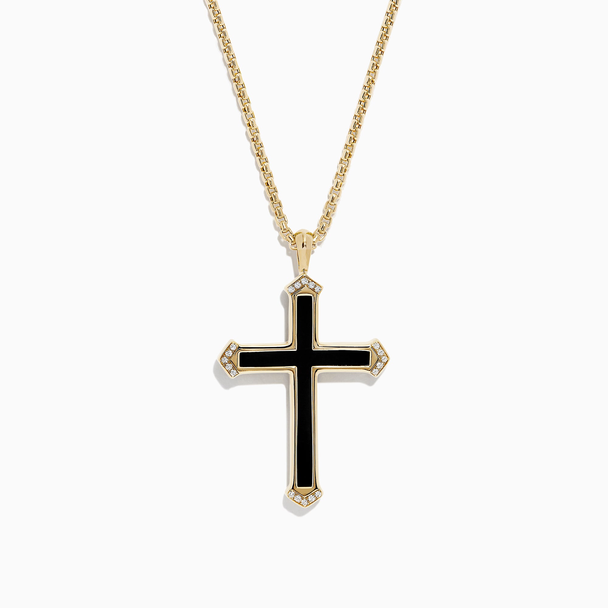 Effy Men's 14K Yellow Gold Onyx and Diamond Cross Pendant, 5.65 TCW