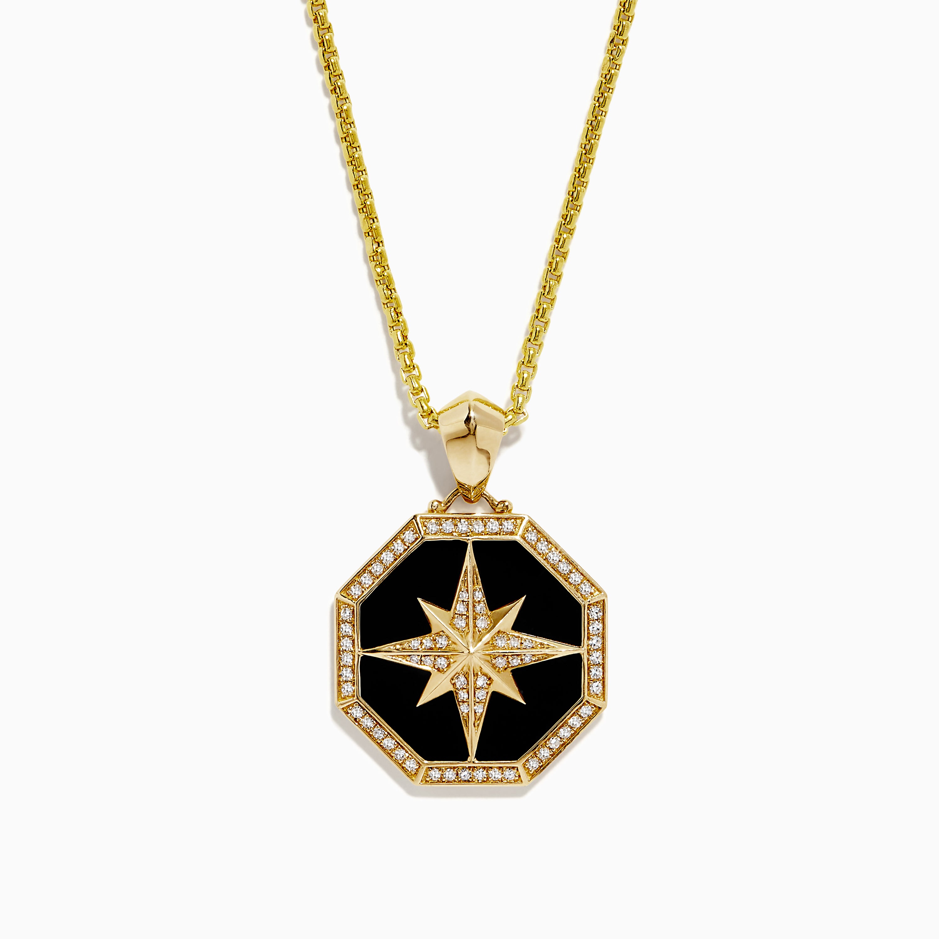 Effy Men's 14K Yellow Gold Onyx and Diamond Star Pendant, 0.33 TCW