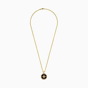 Mens 14K Yellow Gold Onyx and Diamond Star Pendant (0.33 TCW) features an octagonal black onyx center, a gold and diamond star design, and a sparkling diamond border.