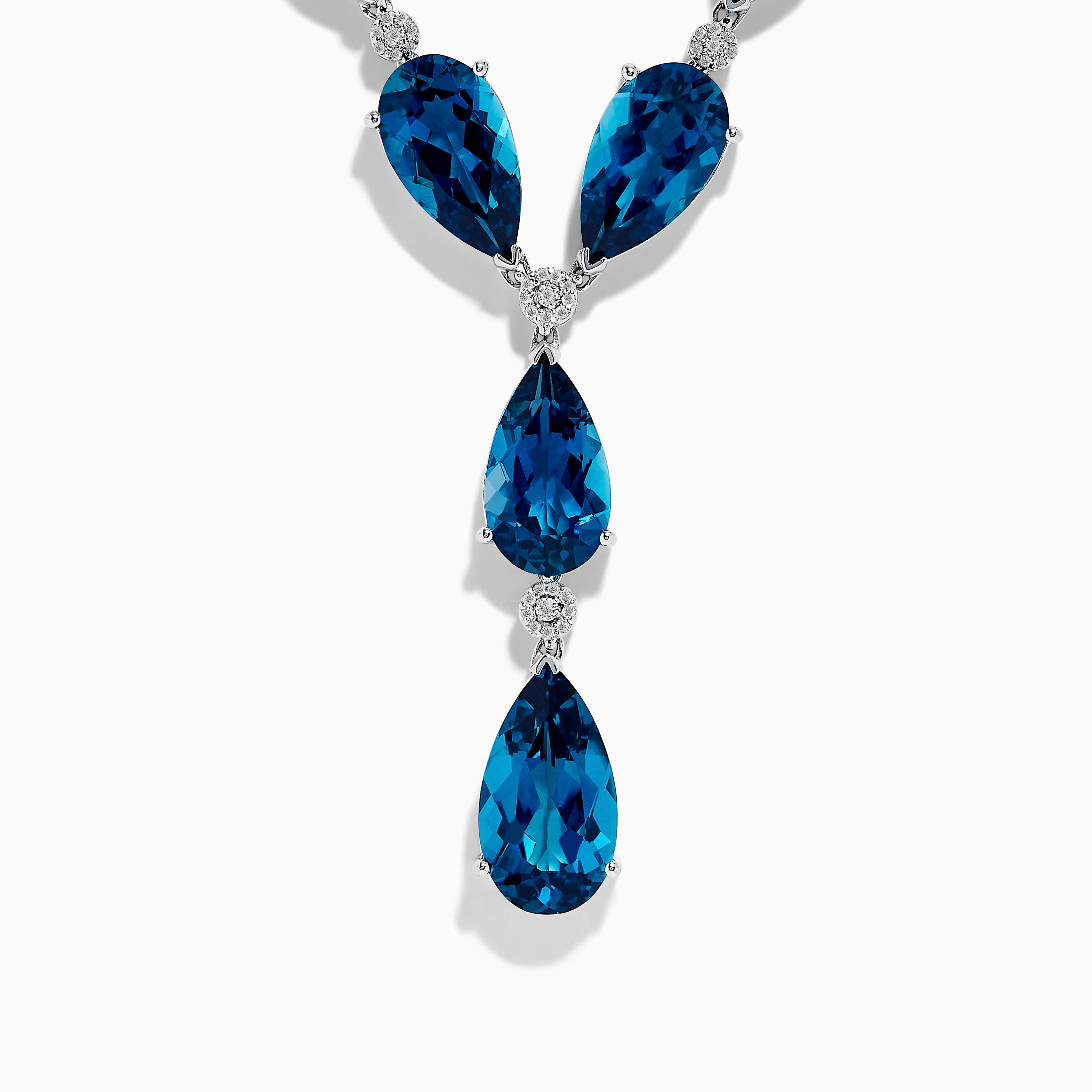 Ocean Bleu 14K White Gold London Blue Topaz and Diamond Necklace