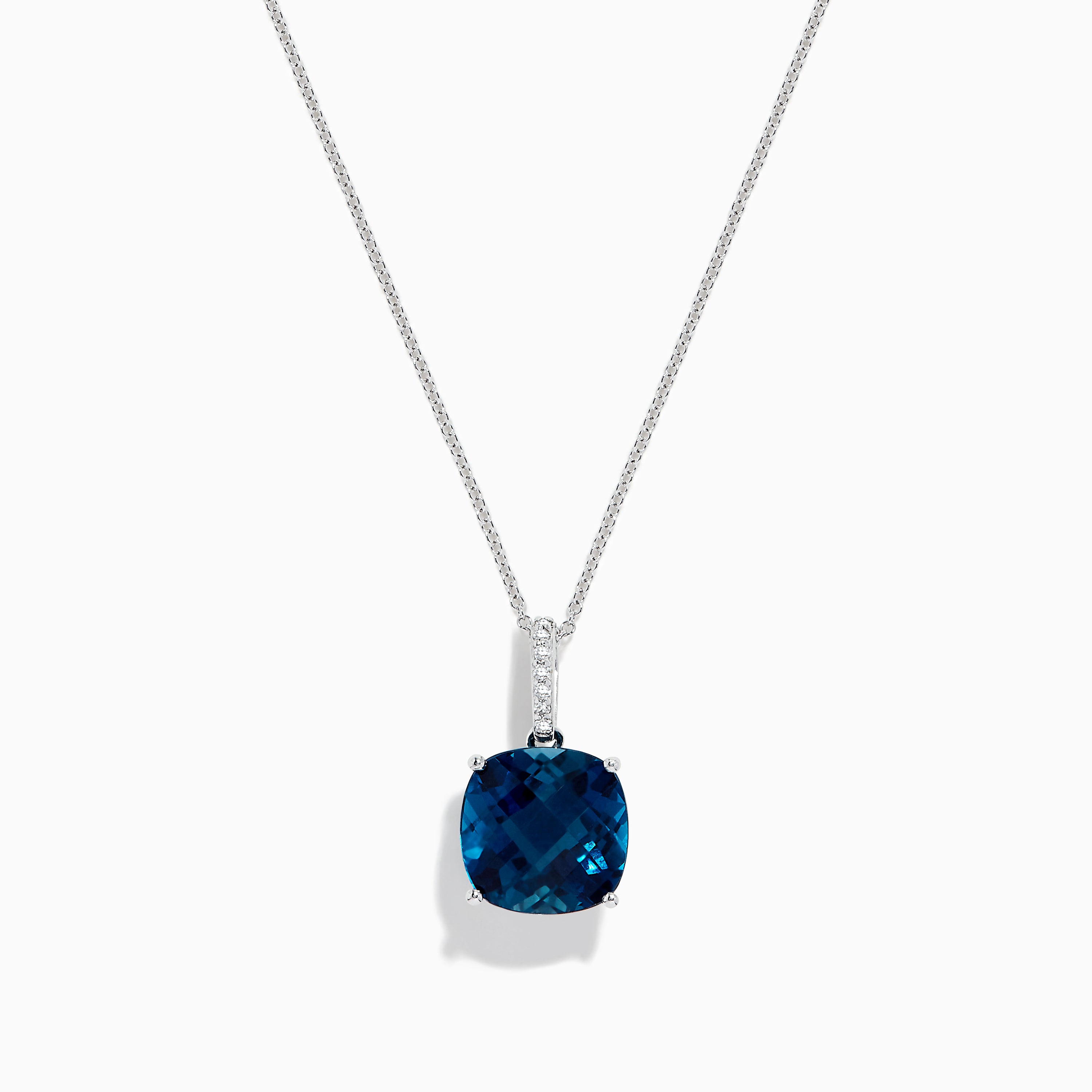Ocean Bleu 14K Gold London Blue Topaz and Diamond Pendant,