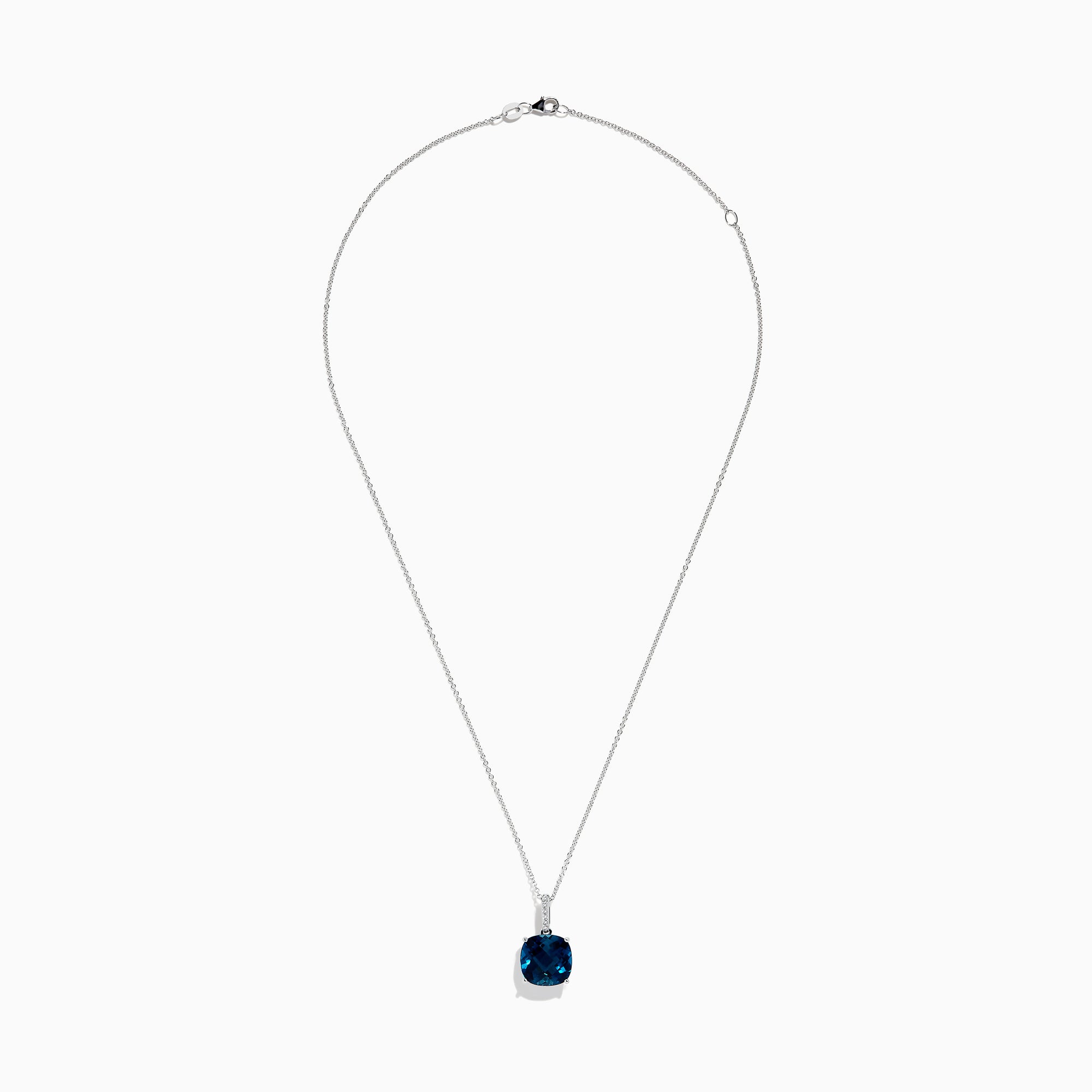 Ocean Bleu 14K Gold Pendant features an 8.29 TCW London Blue Topaz with diamonds, set in a sleek design for an elegant look.