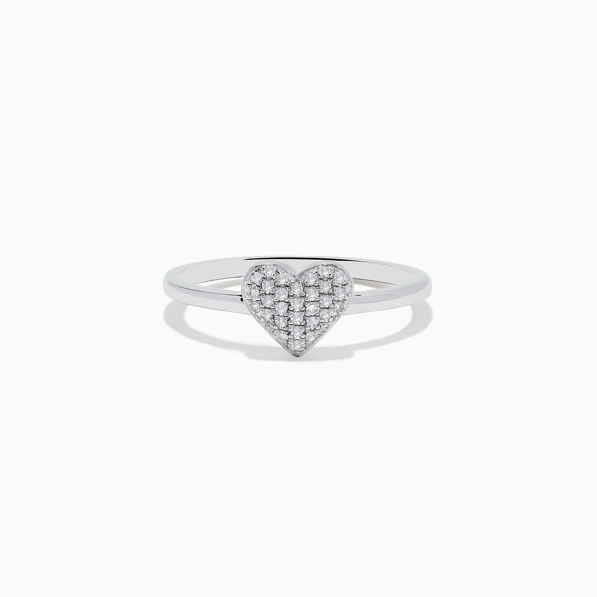 The 925 Sterling Silver Diamond Heart Ring features a heart-shaped centerpiece adorned with sparkling diamonds, displayed against a plain white background.