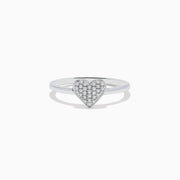 The 925 Sterling Silver Diamond Heart Ring features a heart-shaped centerpiece adorned with sparkling diamonds, displayed against a plain white background.