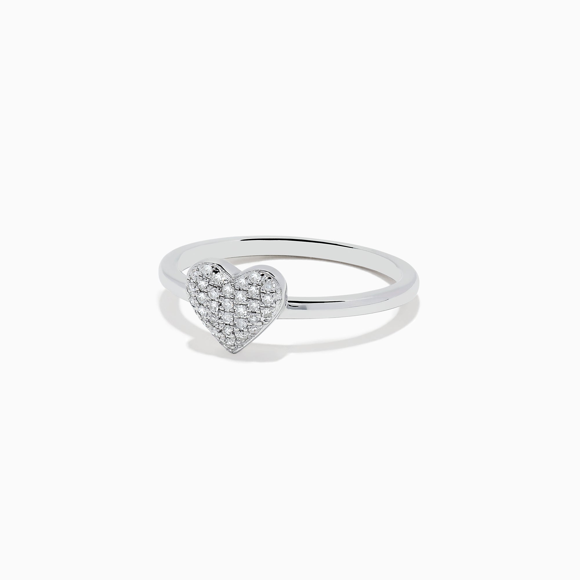 The 925 Sterling Silver Diamond Heart Ring features a heart-shaped centerpiece adorned with sparkling diamonds, displayed against a plain white background.